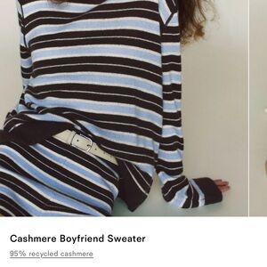 Reformation Striped Crewneck Sweater in Brown and Light Blue